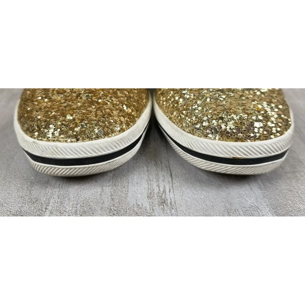 Keds x Kate Spade New York Lace Up Sneakers Sparkle Glitter Gold Womens Size 8.5